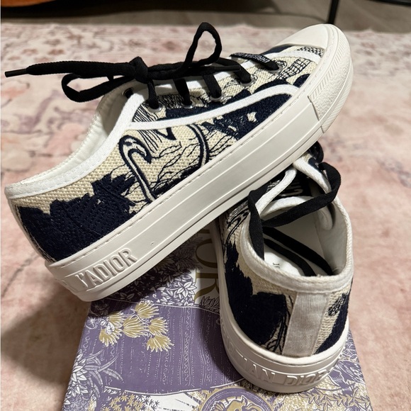 Dior Shoes - Dior Navy and Cream Canvas Sneakers